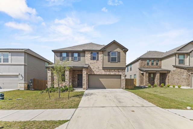 18517 Spotted Eagle Ln, Elgin, TX 78621 - view of front of house featuring concrete driveway, an attached garage, and brick siding