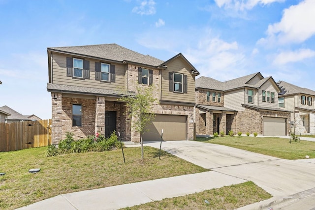 18517 Spotted Eagle Ln, Elgin, TX 78621 - view of front facade featuring driveway, an attached garage, brick siding, and a residential view