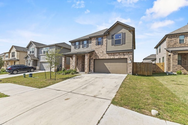 18517 Spotted Eagle Ln, Elgin, TX 78621 - view of front of home featuring driveway, a garage, a residential view, and brick siding