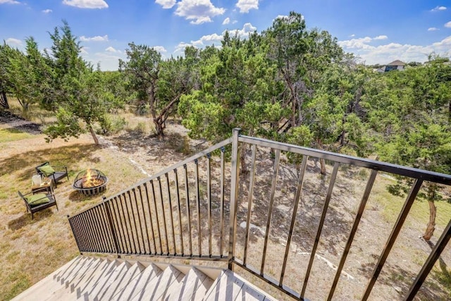 6833 Destination Way, Lago Vista, TX 78645 - balcony with an outdoor fire pit