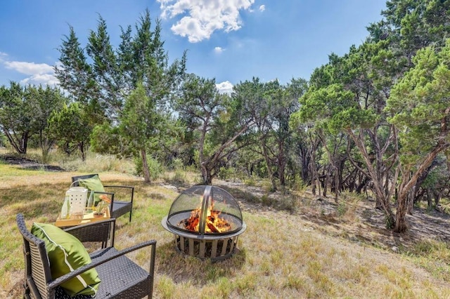 6833 Destination Way, Lago Vista, TX 78645 - view of yard with an outdoor fire pit
