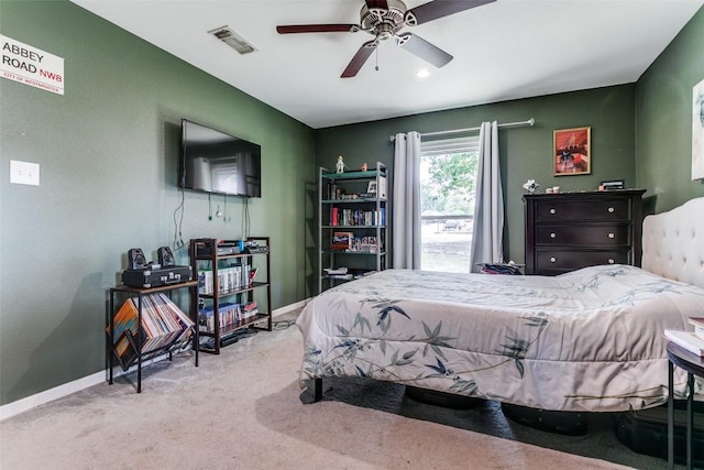 110 Fleetwood Dr, New Braunfels, TX 78130 - carpeted bedroom with baseboards and ceiling fan