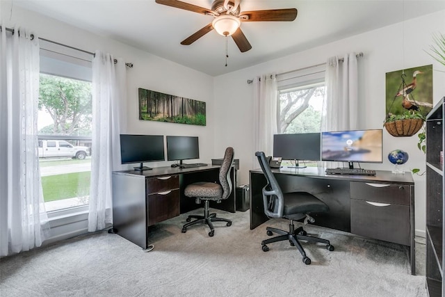 110 Fleetwood Dr, New Braunfels, TX 78130 - office area with carpet floors and ceiling fan