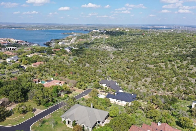 105 Golden Eagle, Horseshoe Bay, TX 78657 - aerial view of property and surrounding area with a large body of water and nearby suburban area