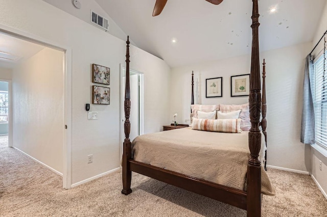 1411 Gracy Farms Ln Unit 113, Austin, TX 78758 - bedroom featuring carpet, lofted ceiling, multiple windows, and a ceiling fan