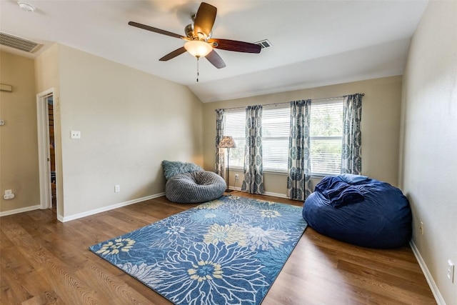 1433 Jenna Ln, Cedar Park, TX 78613 - sitting room with ceiling fan, wood finished floors, baseboards, and lofted ceiling