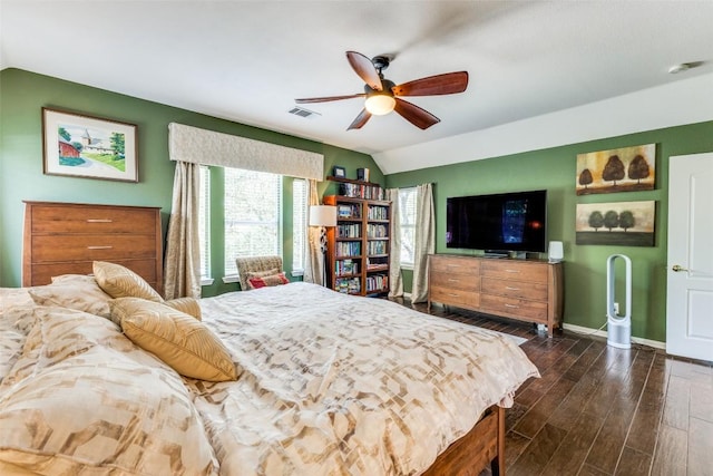 1433 Jenna Ln, Cedar Park, TX 78613 - bedroom featuring lofted ceiling, dark wood finished floors, and ceiling fan