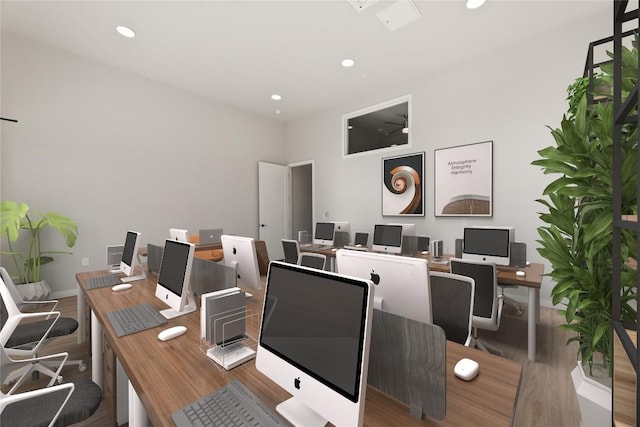 4510 Terryo Ln Unit 139, Austin, TX 78745 - office featuring wood finished floors and recessed lighting