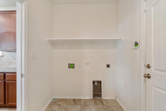 14302 Honey Gem Dr, Pflugerville, TX 78660 - laundry area with hookup for a gas dryer, electric dryer hookup, baseboards, and hookup for a washing machine