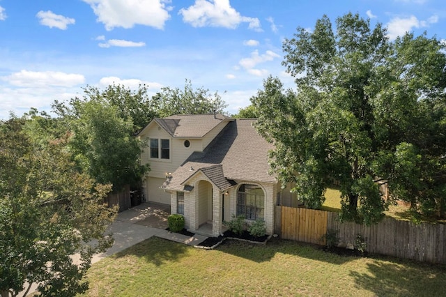 8407 Mount Shasta Cv, Round Rock, TX 78681 - view of front of property with an attached garage, roof with shingles, concrete driveway, and stone siding