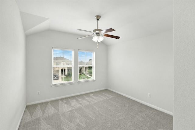 13208 Olivers Way, Manchaca, TX 78652 - carpeted spare room with lofted ceiling, a ceiling fan, and baseboards