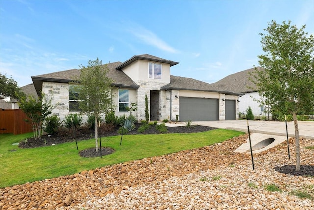 286 Canal Dr, Dripping Springs, TX 78620 - view of front facade with a garage, stone siding, driveway, and a shingled roof