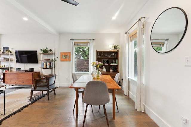 6505 Grover Ave Unit 1, Austin, TX 78757 - dining space with wood finished floors, baseboards, and recessed lighting