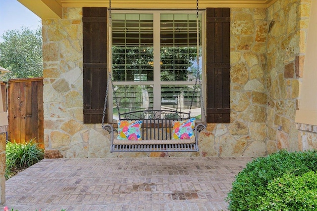 2513 Rusty Spur, Leander, TX 78641 - property entrance with stone siding