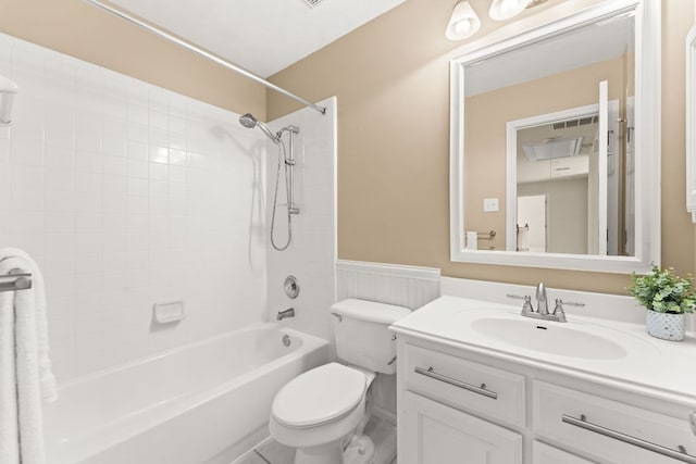 10617 Bramblecrest Dr, Austin, TX 78726 - bathroom with toilet, vanity, and tub / shower combination