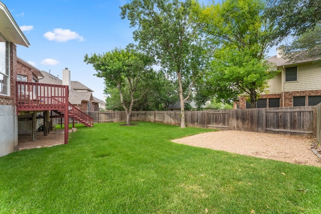 10617 Bramblecrest Dr, Austin, TX 78726 - view of yard with stairway and a wooden deck