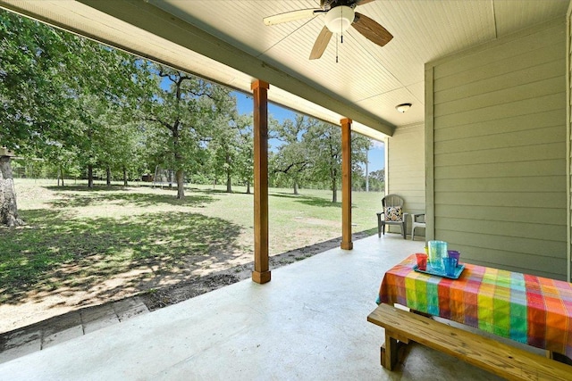 141 N Buckhorn Dr, Bastrop, TX 78602 - view of patio / terrace with a ceiling fan