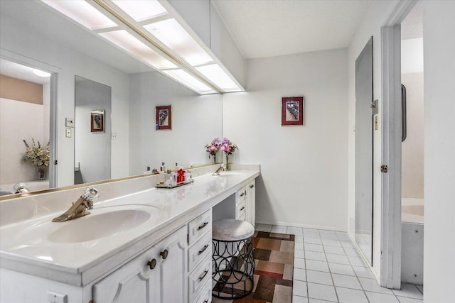 8600 Crest Ridge Cir, Austin, TX 78750 - full bath with double vanity and tile patterned floors
