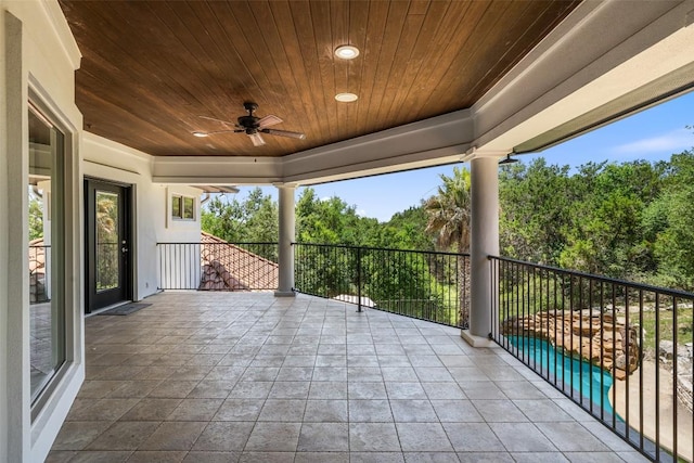 2404 University Club Dr, Austin, TX 78732 - view of patio with a balcony and a ceiling fan