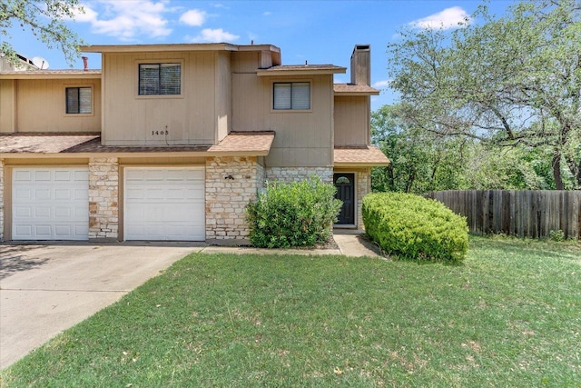 1403 Terrapin Ct, Austin, TX 78746 - view of property featuring stone siding, driveway, a chimney, and an attached garage