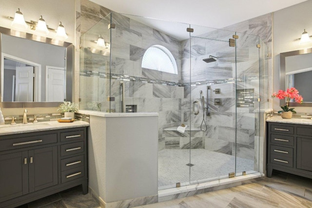 1252 Fall Creek Loop, Cedar Park, TX 78613 - full bathroom with vanity and a stall shower