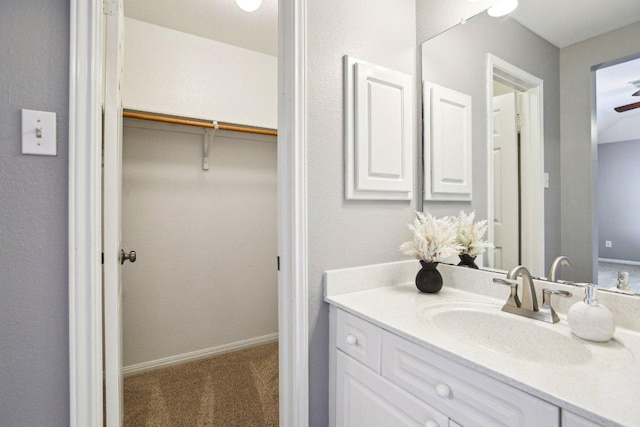 1252 Fall Creek Loop, Cedar Park, TX 78613 - bathroom with vanity and a spacious closet