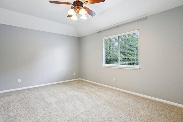 1252 Fall Creek Loop, Cedar Park, TX 78613 - spare room featuring carpet, ceiling fan, and vaulted ceiling