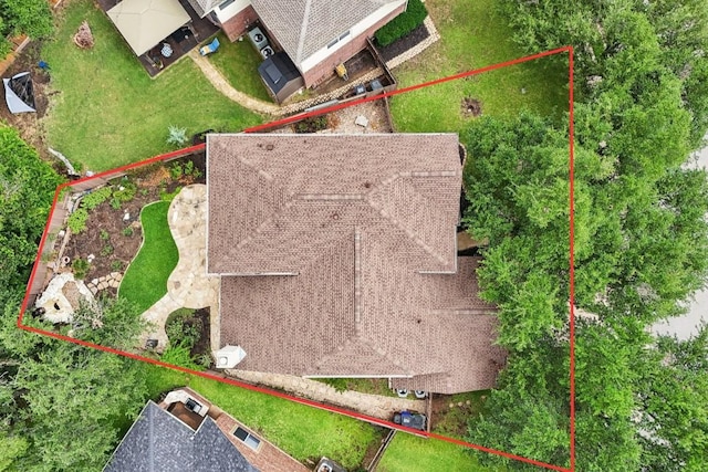 1252 Fall Creek Loop, Cedar Park, TX 78613 - aerial view of property and surrounding area with property boundaries highlighted