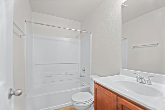 232 Wells Bnd, Hutto, TX 78634 - full bath with a textured wall, vanity, toilet, and tub / shower combination