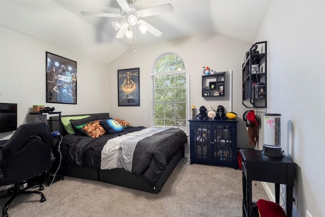 320 Ranier Ln, Round Rock, TX 78665 - carpeted bedroom with lofted ceiling and ceiling fan
