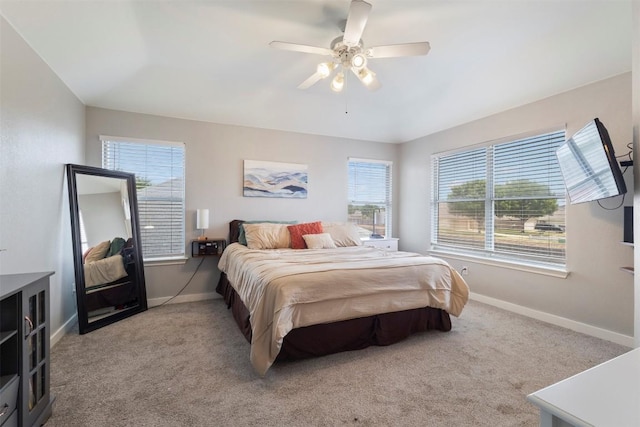 320 Ranier Ln, Round Rock, TX 78665 - carpeted bedroom with multiple windows, baseboards, and a ceiling fan