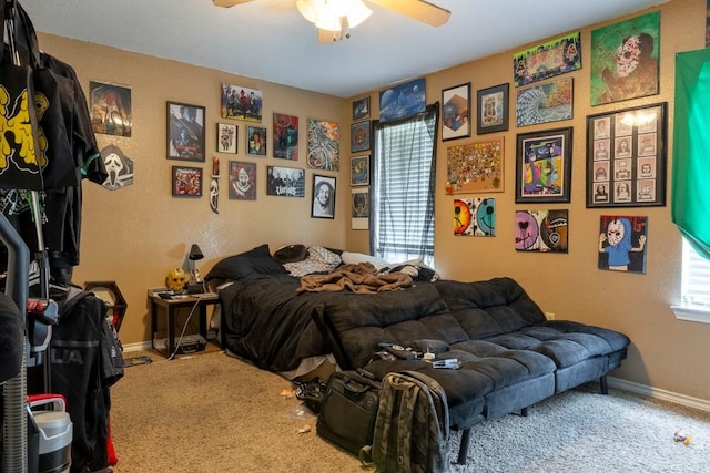 2625 Gwendolyn Ln, Austin, TX 78748 - bedroom featuring carpet floors, baseboards, and ceiling fan