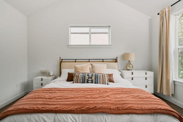 3001 Del Curto Rd Unit 14, Austin, TX 78704 - bedroom featuring vaulted ceiling, multiple windows, and baseboards