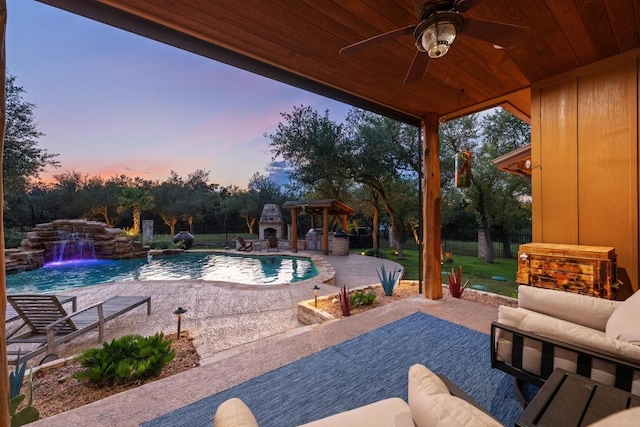 116 Horseshoe Dr, Dripping Springs, TX 78620 - swimming pool with a patio and ceiling fan