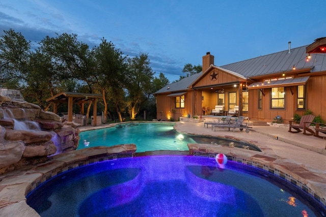 116 Horseshoe Dr, Dripping Springs, TX 78620 - view of swimming pool with a patio area, a pool with connected hot tub, and a gazebo