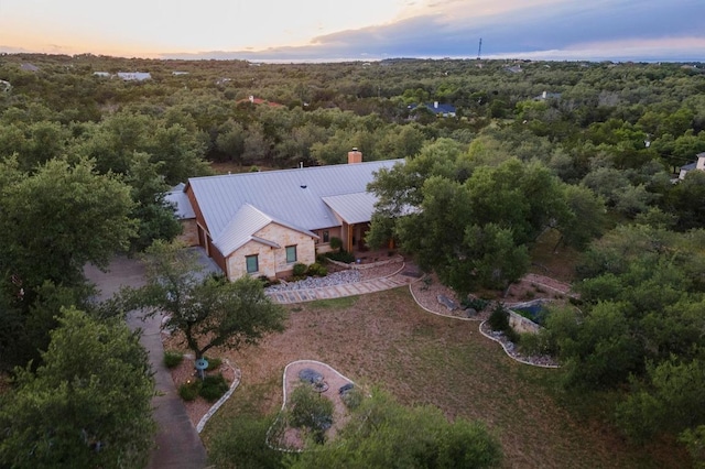 116 Horseshoe Dr, Dripping Springs, TX 78620 - aerial view at dusk of a forest view
