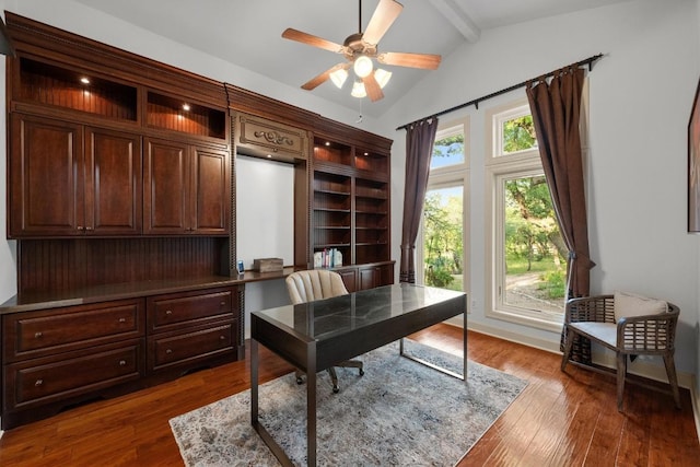 116 Horseshoe Dr, Dripping Springs, TX 78620 - office space with ceiling fan and dark wood-style floors