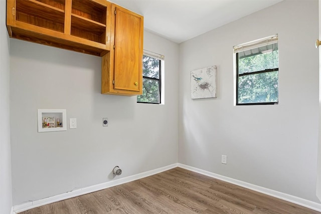 125 San Jacinto St, Bastrop, TX 78602 - laundry room with washer hookup, electric dryer hookup, cabinet space, and plenty of natural light