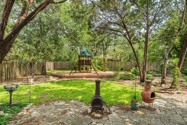 1202 Tremont Dr, Cedar Park, TX 78613 - view of yard with a playground and a patio area