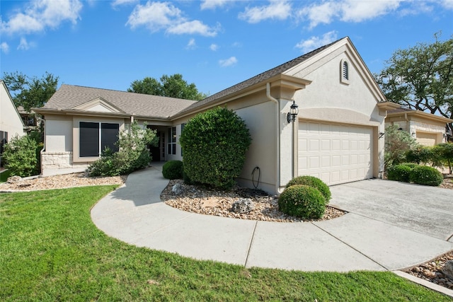 308 Hills Of Texas Trl, Georgetown, TX 78633 - single story home featuring a garage, stucco siding, driveway, and a front yard