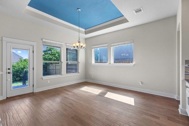 18716 Waltz Ct, Austin, TX 78738 - empty room with a raised ceiling, plenty of natural light, and wood finished floors