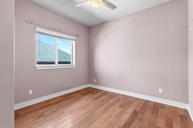 18716 Waltz Ct, Austin, TX 78738 - empty room featuring ceiling fan, light wood-type flooring, and baseboards