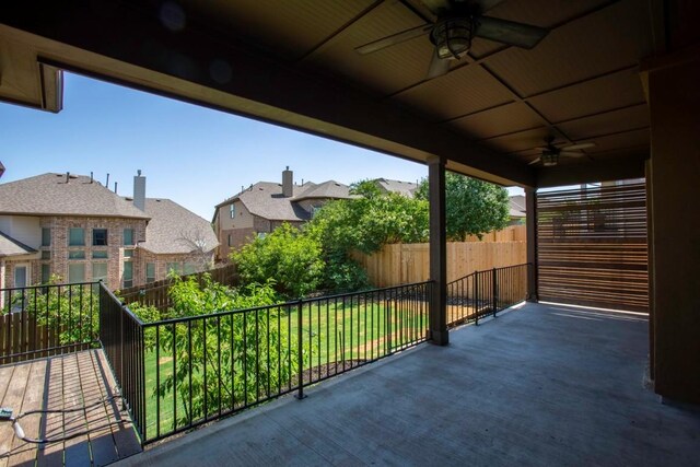 18716 Waltz Ct, Austin, TX 78738 - view of patio with ceiling fan and a residential view