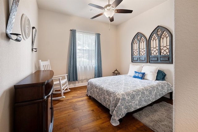108 Kaliu Ct, Bastrop, TX 78602 - bedroom with hardwood / wood-style floors and ceiling fan