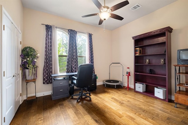 108 Kaliu Ct, Bastrop, TX 78602 - office space with hardwood / wood-style flooring and ceiling fan