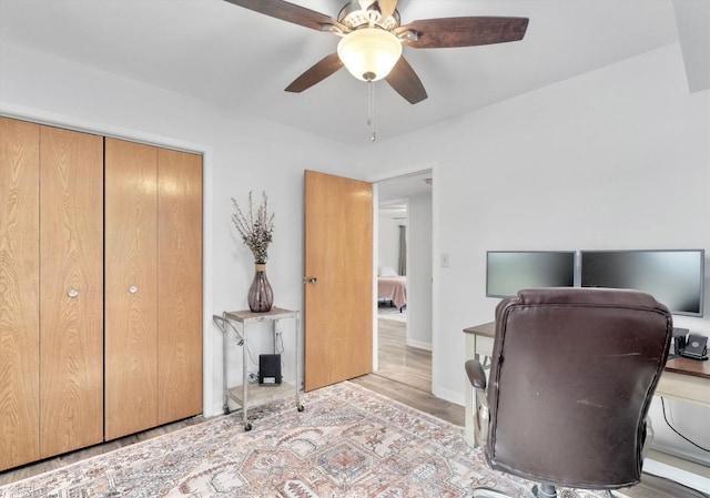 283 Rockdale W Rd, Rockdale, TX 76567 - office with ceiling fan and wood finished floors