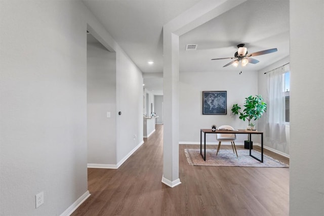 632 Otto Ave, Georgetown, TX 78626 - hall with wood finished floors, an office area, and recessed lighting