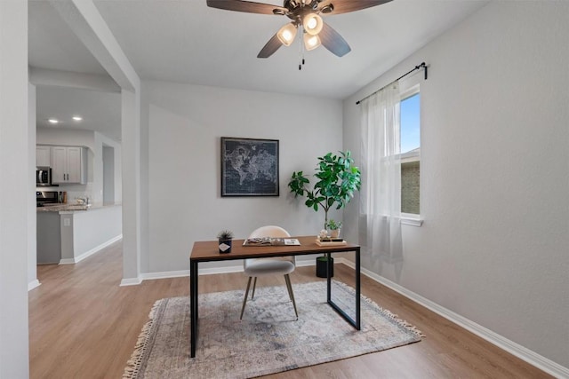 632 Otto Ave, Georgetown, TX 78626 - office featuring light wood-type flooring and ceiling fan