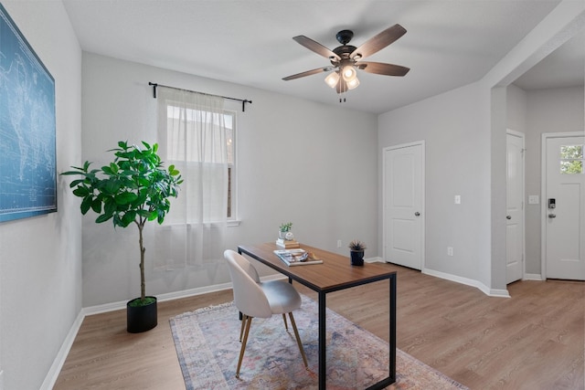 632 Otto Ave, Georgetown, TX 78626 - office area with wood finished floors and ceiling fan
