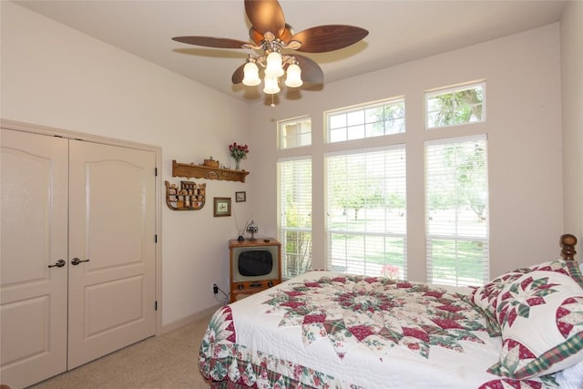 1265 Mourning Dove Ct, Salado, TX 76571 - bedroom featuring light carpet, multiple windows, and a closet